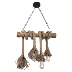Chandelier BAMBO 4хЕ27 max60W 230V L600mm H1000mm black chain, bamboo, packthread