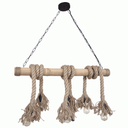 Chandelier BAMBO 6хЕ27 max60W 230V L900mm H1100mm black chain, bamboo, packthread