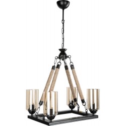 Полилей LOTUS 4xE27 max60W 230V  L400mm W300mm H800mm черен+въже/чашка опушена